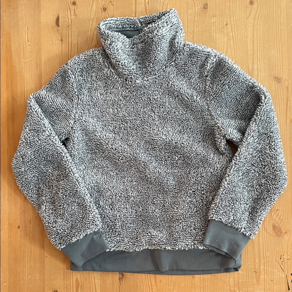 DIADORA Women's Gray Turtleneck Teddy Sweater Coastal Cottagecore Warm Cozy
